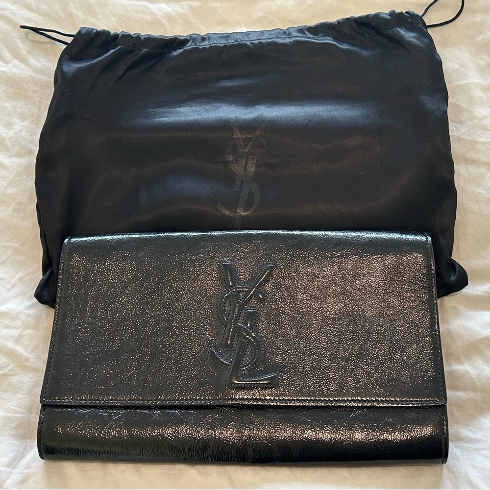 Yves Saint Laurent Belle du Jour Black Leather Clutch